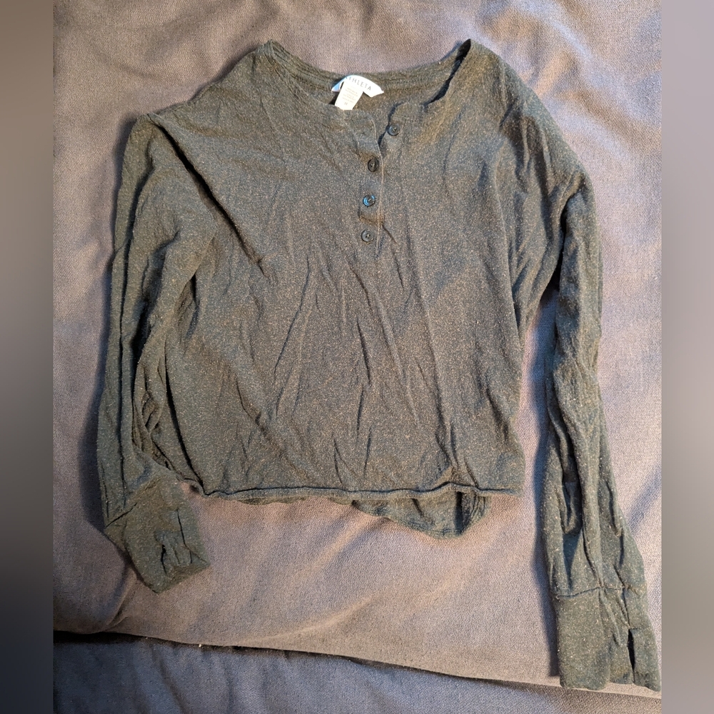 Athleta Olive Long Sleeve Henley Top